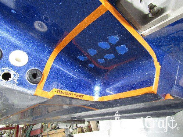 Legend boat with multiple areas of bottom damage