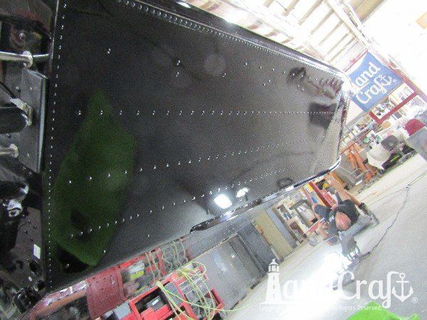 Aluminum boat bottom that has just been refinished