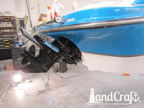 Fiberglass damage and gelcoat scratches in the repair process on a Bryant boat