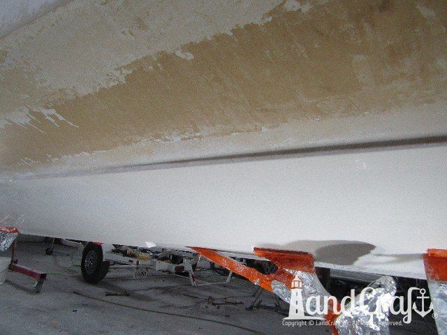 Malibu Echelon exterior gelcoat restoration in process