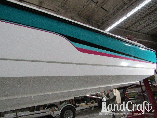 Malibu Echelon exterior gelcoat restoration in process