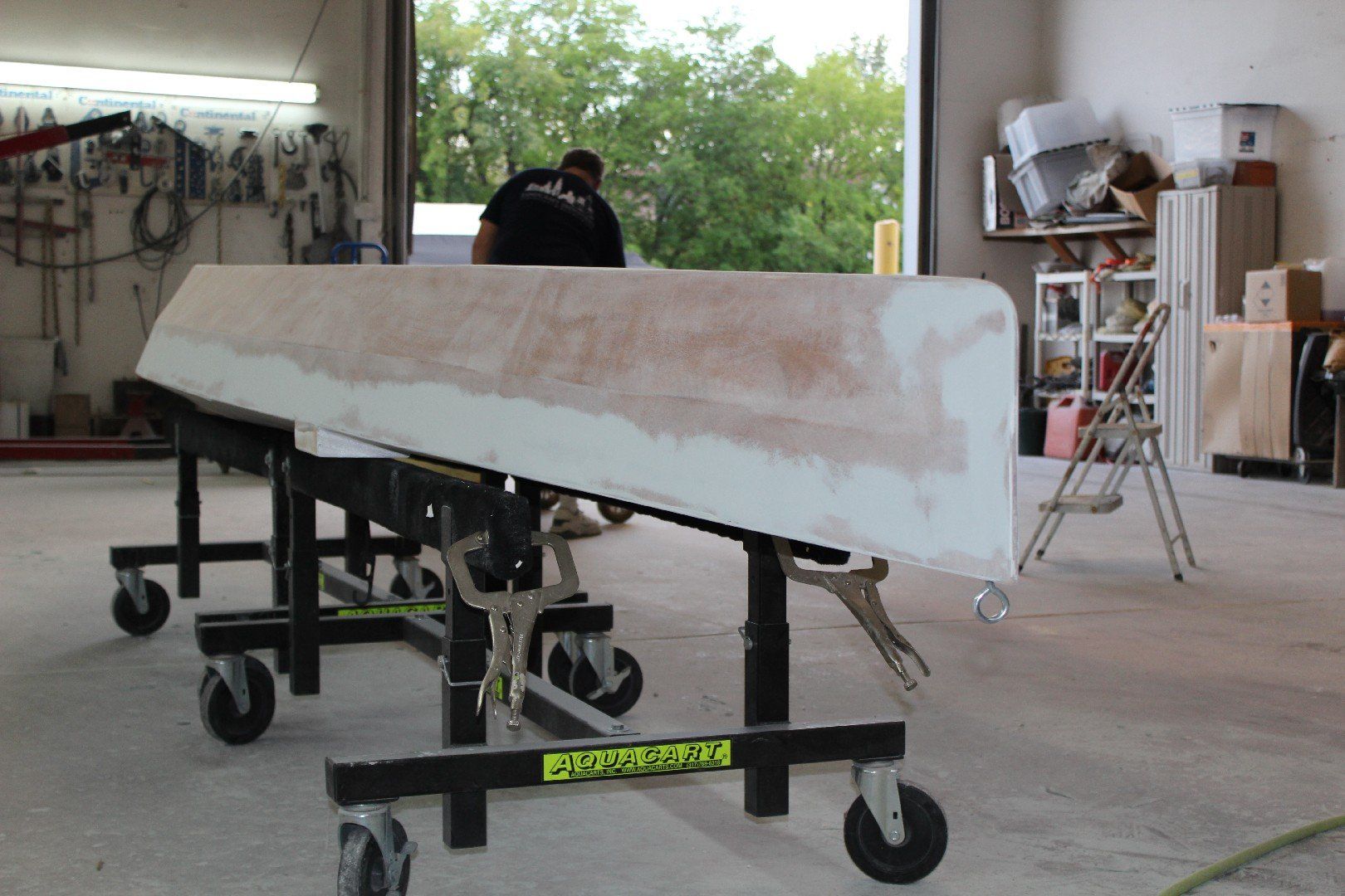 2016 Row4aCure boat in process of refinishing at LandCraft