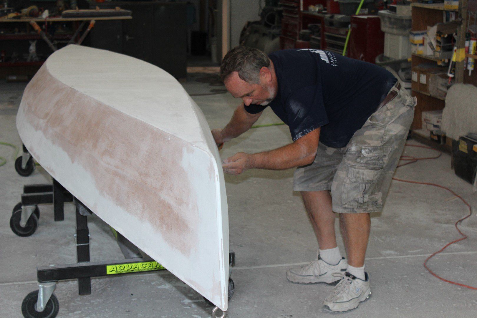 2016 Row4aCure boat in process of refinishing at LandCraft