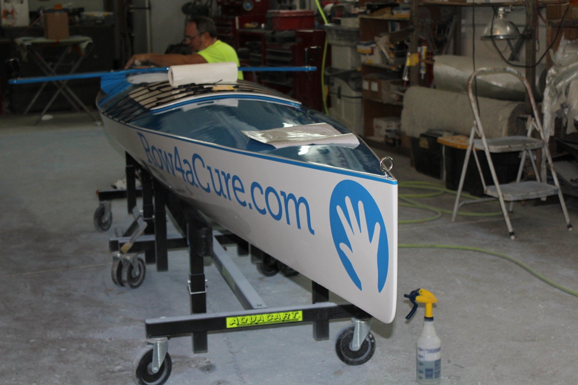 2016 Row4aCure boat completed in paint and getting graphics applied