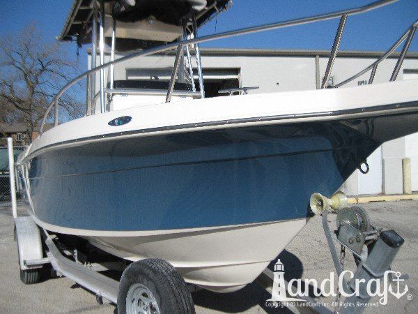 Key West fiberglass boat with refurbished and glossy gelcoat finish