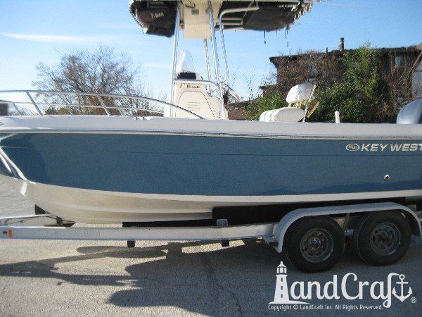 Key West fiberglass boat with refurbished and glossy gelcoat finish