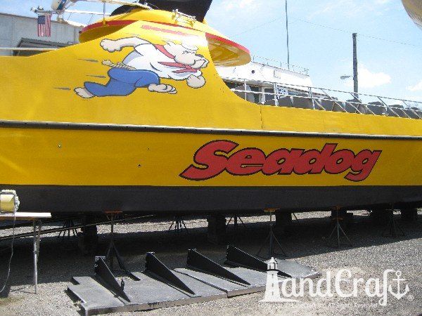 Seadog commercial passenger vessel on dry dock for structural repairs
