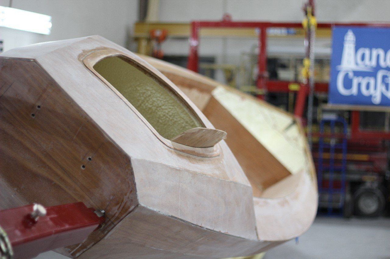 Row4Kids boat is on the boat mounting equipment at LandCraft