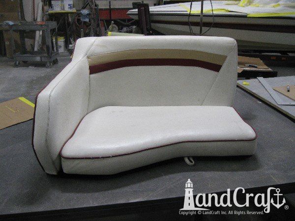 Sanger boat upholstery before restoration