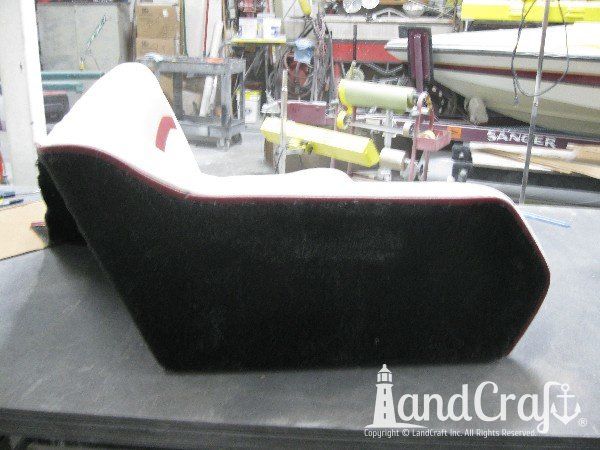 Sanger boat upholstery before restoration