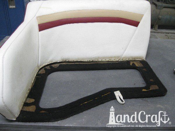 Sanger boat upholstery before restoration