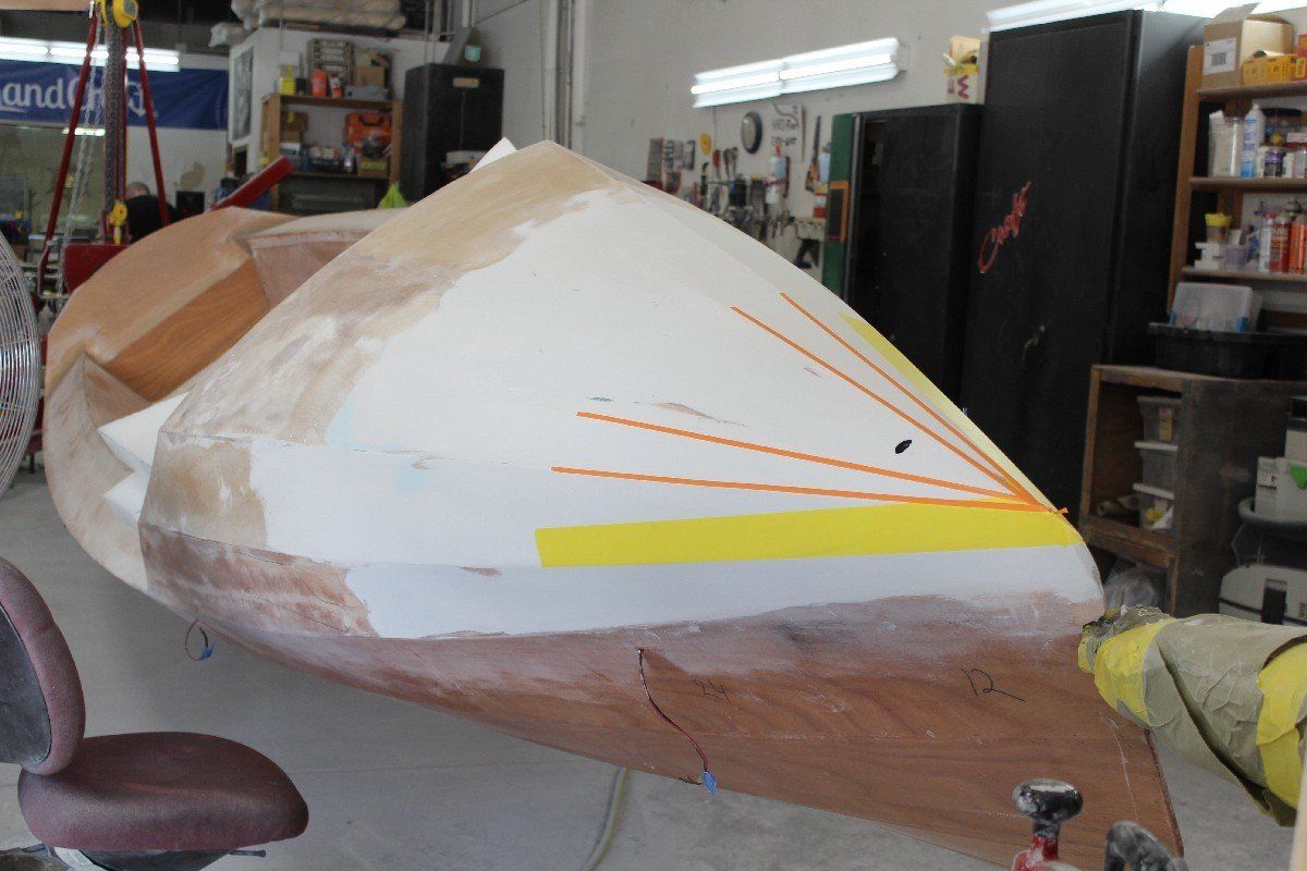 Shape work is being done by LandCraft on the front of the Row4Kids boat