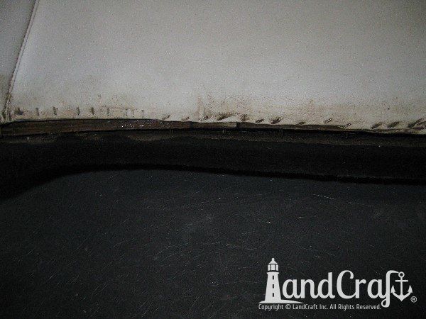 Sanger boat upholstery before restoration