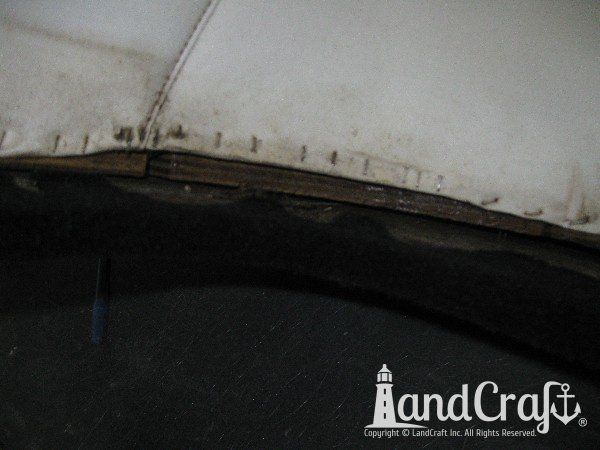 Sanger boat upholstery before restoration
