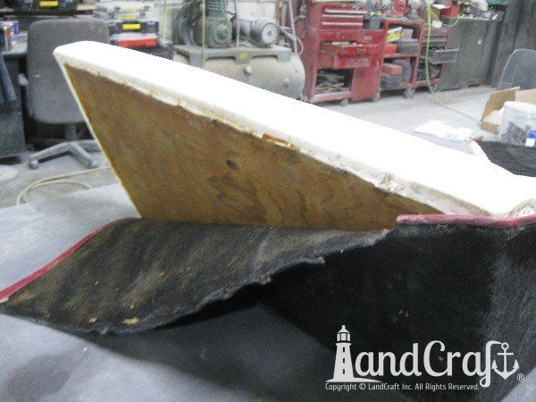 Sanger boat upholstery before restoration