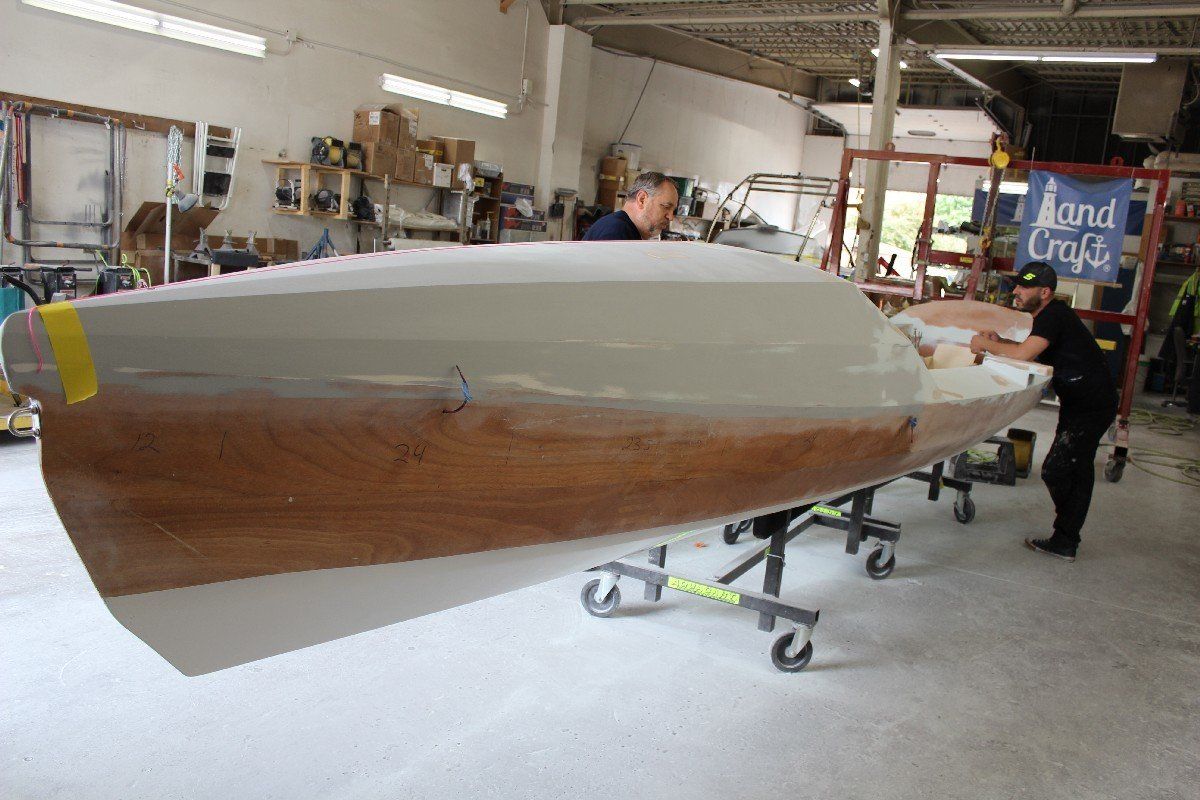 Shape work is being done by LandCraft on the front of the Row4Kids boat