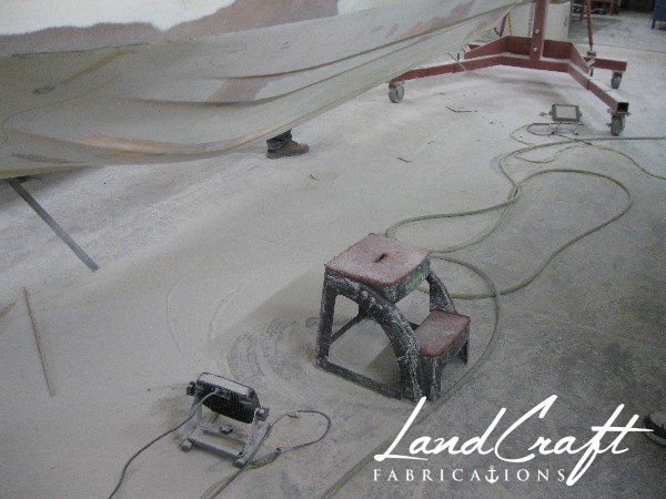 Spirit boat bottom hull in fiberglass repair process