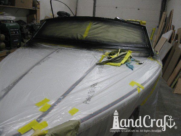Sanger boat windshield frame refinishing