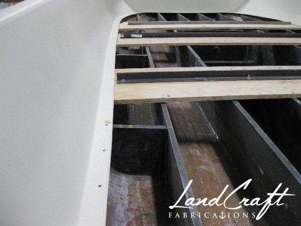 Spirit boat bottom hull structural interior reconstruction in process