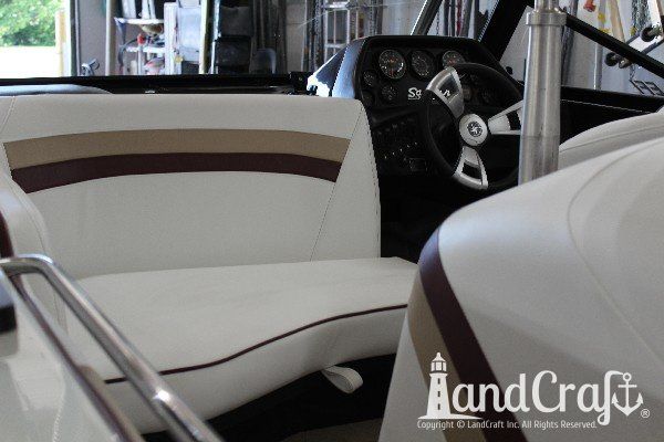 Sanger boat restoration complete with restored gelcoat and new upholstery
