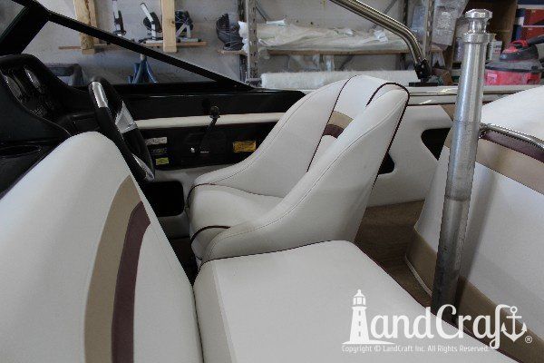 Sanger boat restoration complete with restored gelcoat and new upholstery
