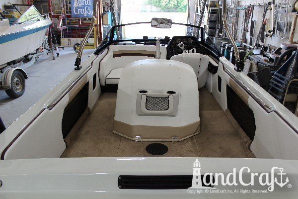 Sanger boat restoration complete with restored gelcoat and new upholstery