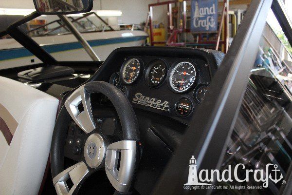 Sanger boat restoration complete with restored gelcoat and new upholstery
