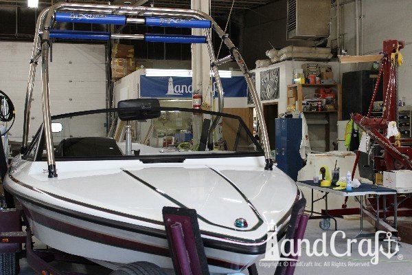 Sanger boat restoration complete with new and reinforced speaker tower installed