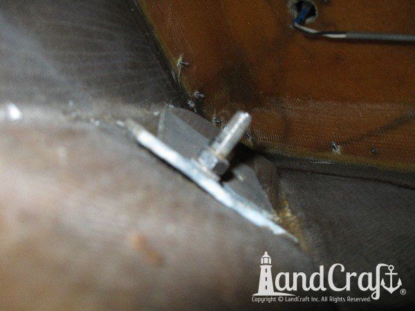 Sanger boat bow eye hook damage before repair