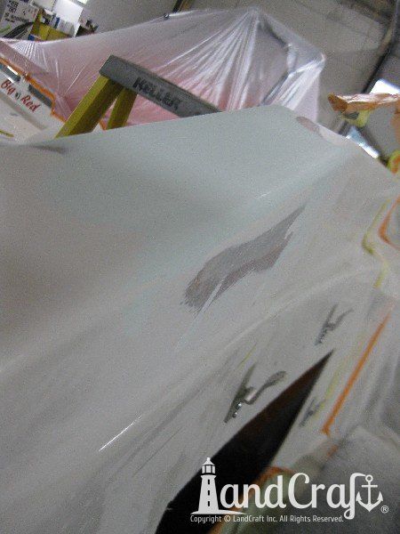 Crownline boat with structural damage in the repair process