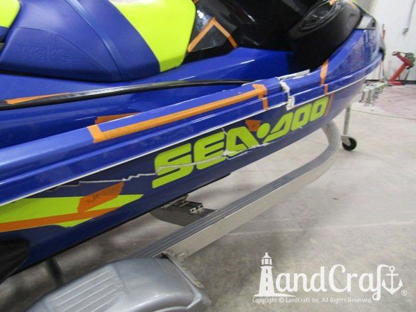 Sea Doo personal watercraft with severe side impact damage