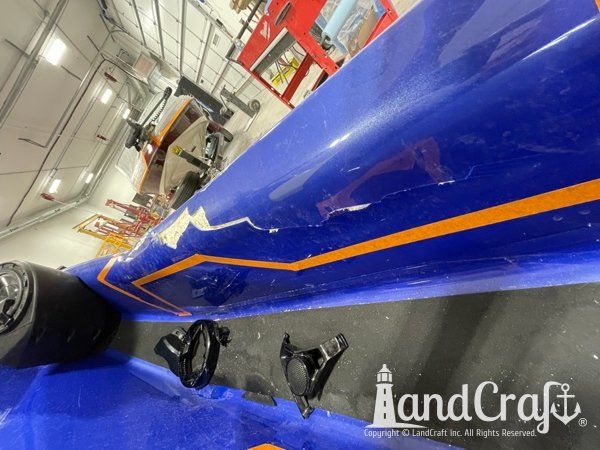 Sea Doo personal watercraft with severe side impact damage