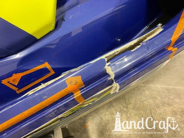 Sea Doo personal watercraft with severe side impact damage