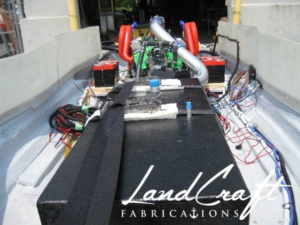 v8 jet ski bottom hull view of v8 motor