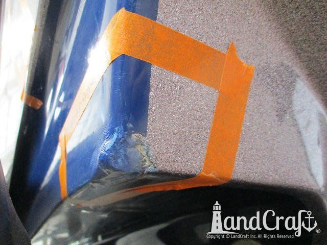 Skeeter boat with fiberglass and gelcoat damage