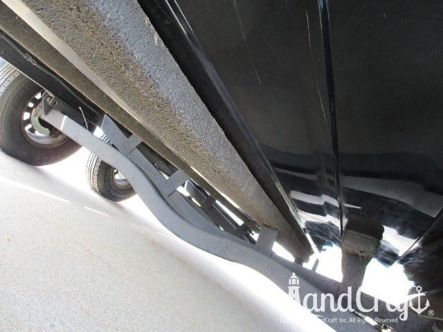 Skeeter boat bottom hull that has has fiberglass and gelcoat repaired