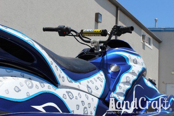 Yamaha waverunner with completed repairs and custom paint with graphics to match race helmet