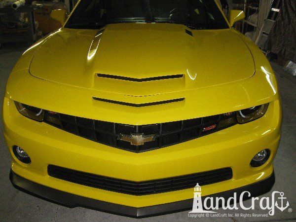 Fiberglass Chevy Camaro hood in paint process