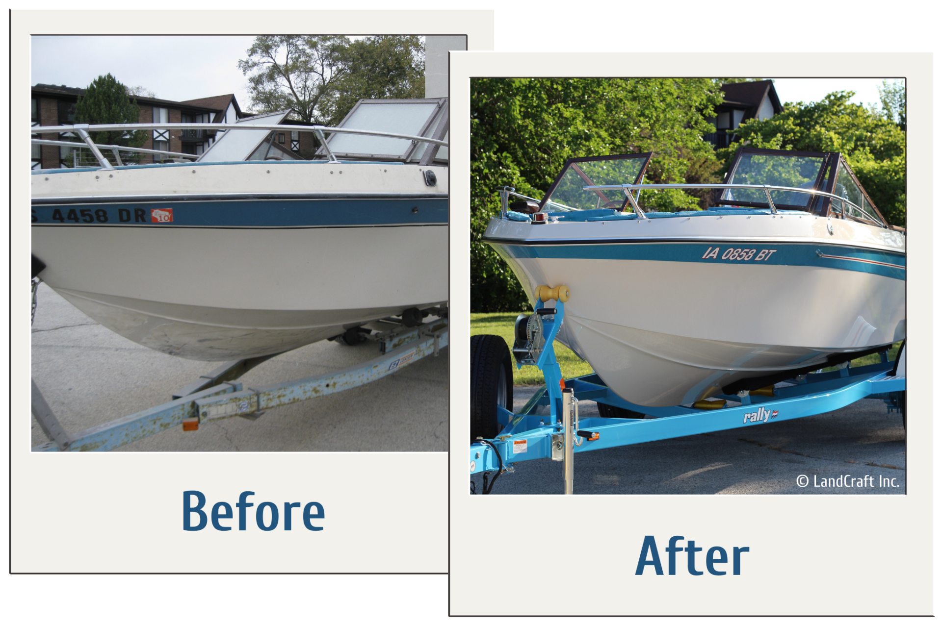 Before and after of a complete boat restoration