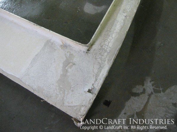 Fiberglass VOR antenna panel with fiberglass damage