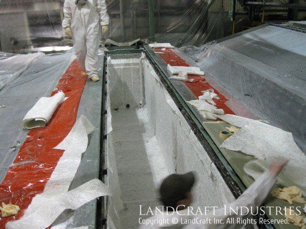 Industrial dipping tank in process of getting fiberglass lined