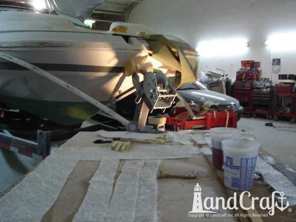 Structural damage is in the fiberglass repair process