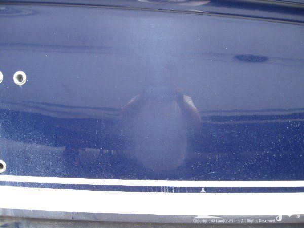 Yacht gelcoat damage caused by storm