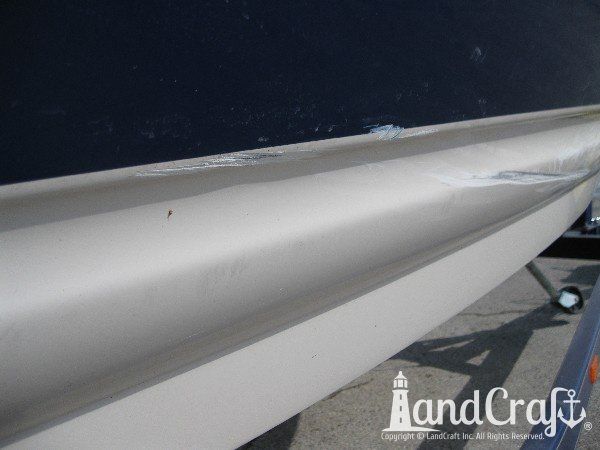 Boat gelcoat impact scrape and scratch damage