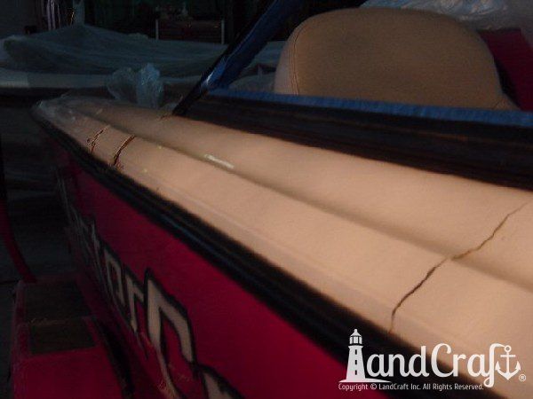 Mastercraft boat with severe side impact damage