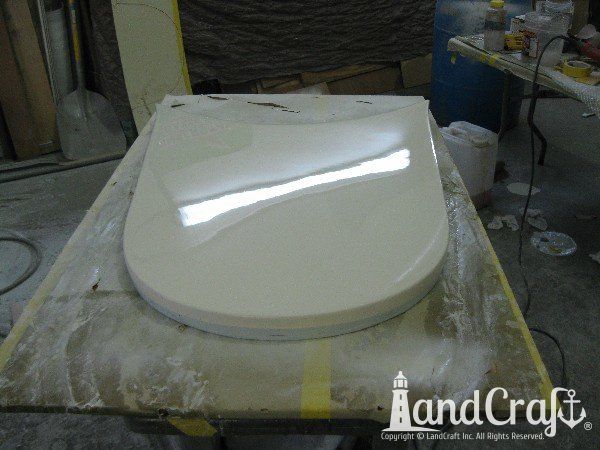 Boat bow pulpit bottom reconstruction and refinishing