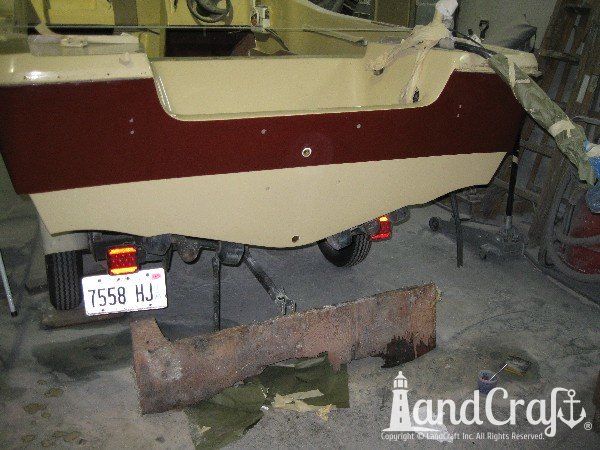 Transom replacement complete with exterior gelcoat