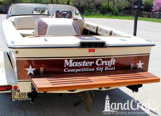 Mastercraft Stars & Stripes boat with new teak swim platform installed