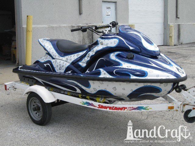 Yamaha waverunner with completed repairs and custom paint with graphics