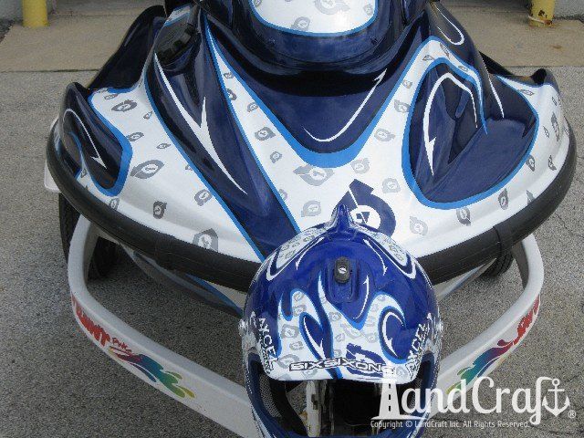 Yamaha waverunner with completed repairs and custom paint with graphics to match race helmet
